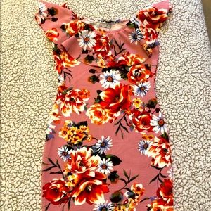 Pink fitted floral dress
